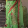 Green with Butterfly Applique work on Handloom Resham kota Saree