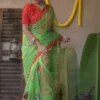 Green with Butterfly Applique work on Handloom Resham kota Saree