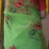 Green with Butterfly Applique work on Handloom Resham kota Saree