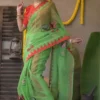 Green with Butterfly Applique work on Handloom Resham kota Saree