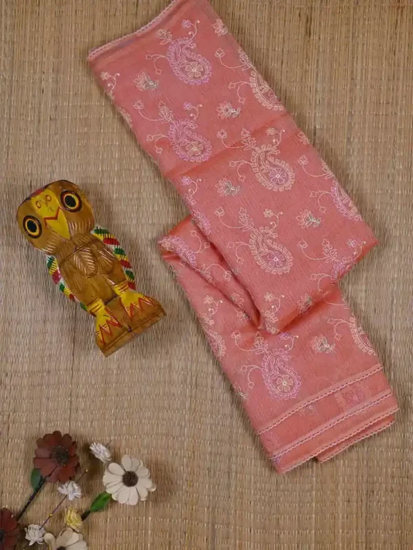 Peach Kota Silk Saree