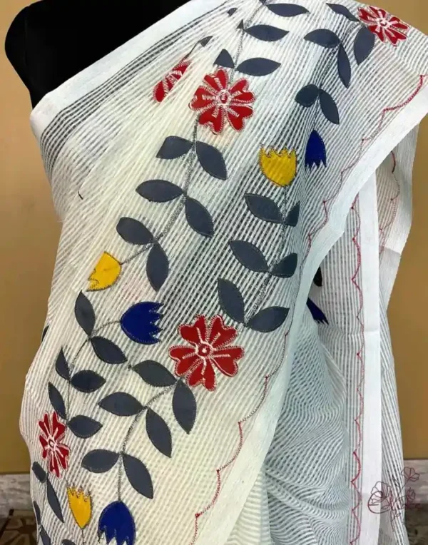 White on Applic work Kota Saree