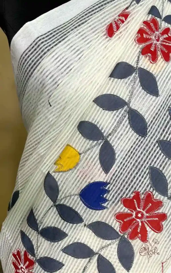 White on Applic work Kota Saree