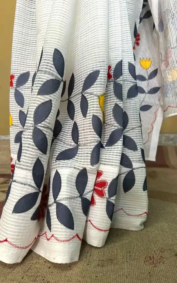 White on Applic work Kota Saree