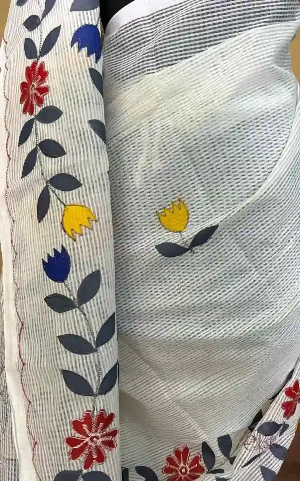 White on Applic work Kota Saree