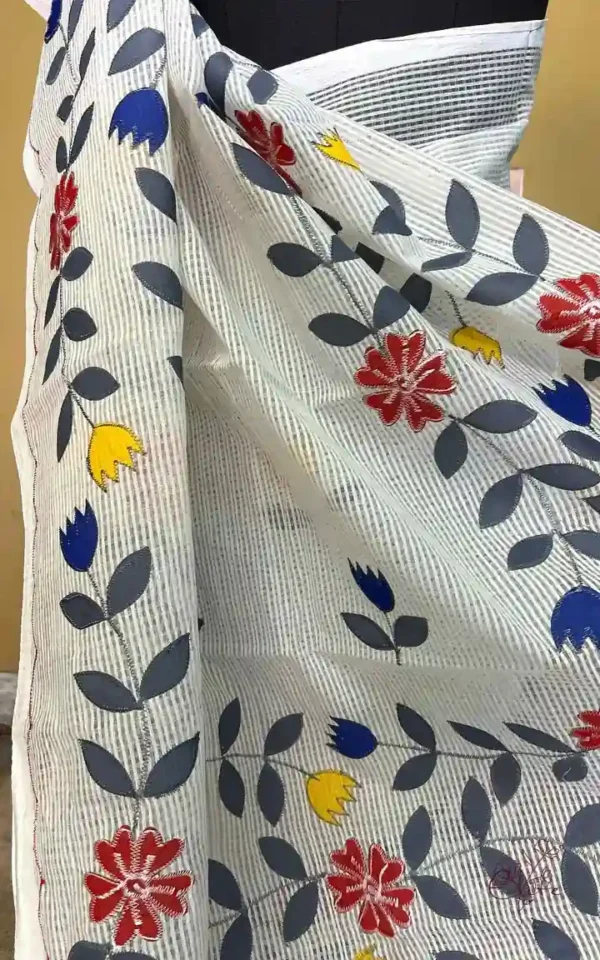 White on Applic work Kota Saree
