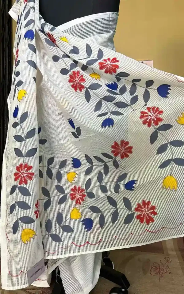 White on Applic work Kota Saree
