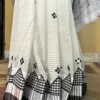 White on Gamcha Waves Applic work Kota Saree