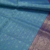 Aqua Blue with Golden Border Tanchuee work on Kora silk saree