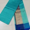 Aqua Blue with Golden Border Tanchuee work on Kora silk saree