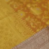Yellow with Green Border Tanchuee work on Kora silk saree