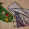 Dark Green with Magenta Border Tanchuee work on Kora silk saree