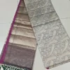 Dark Green with Magenta Border Tanchuee work on Kora silk saree