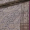 Dark Green with Magenta Border Tanchuee work on Kora silk saree