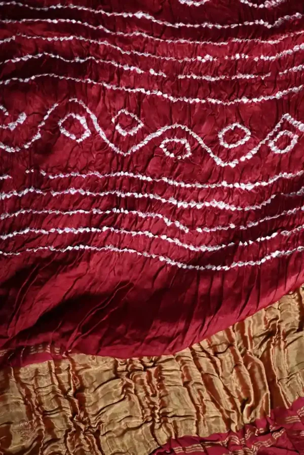 Red & White Clamp Dye Zari anchal Modal Silk Saree