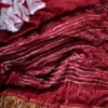 Red & White Clamp Dye Zari anchal Modal Silk Saree
