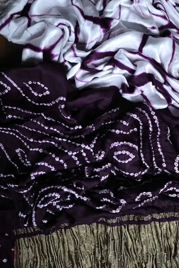 Purple and White Clamp Dye Zari anchal Modal Silk Saree