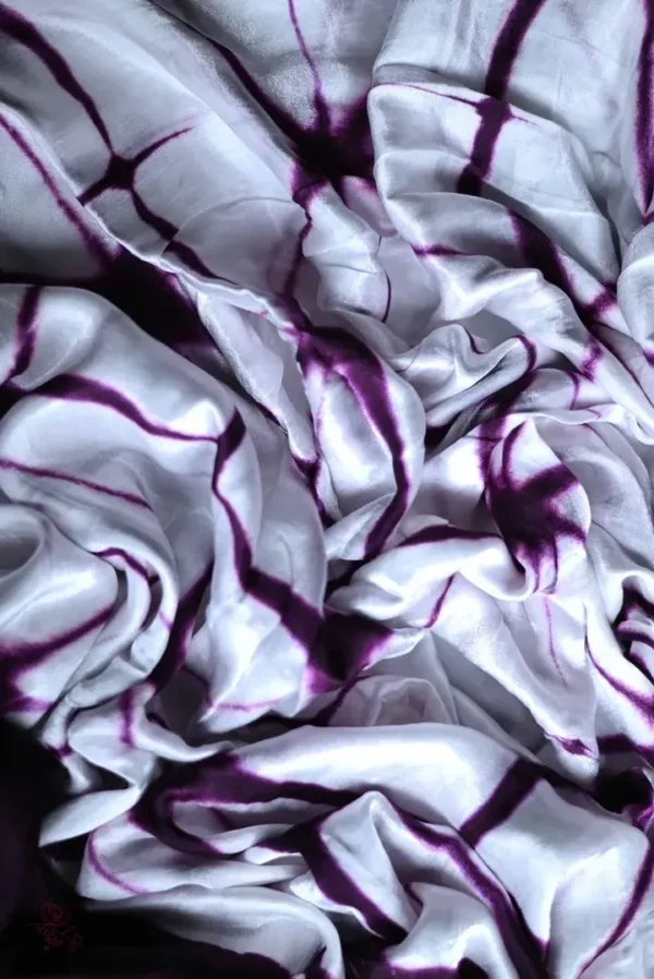 Purple and White Clamp Dye Zari anchal Modal Silk Saree