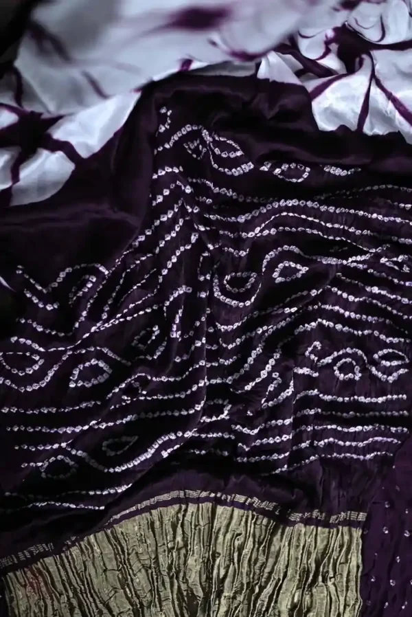 Purple and White Clamp Dye Zari anchal Modal Silk Saree