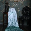 Dark Green and White Clamp Dye Zari anchal Modal Silk Saree
