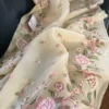 Cream body with flower work border Organza silk saree