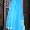Ocean blue parsi embroidery cut work border Organza silk saree