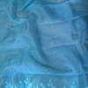 Ocean blue parsi embroidery cut work border Organza silk saree