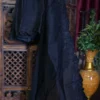 Black parsi embroidery cut work border Organza silk saree