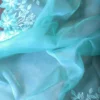 Cyan blue Organza parsi embroidery cut work border Organza silk saree