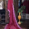 Majenta parsi embroidery cut work border Organza silk saree