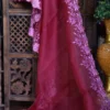Majenta parsi embroidery cut work border Organza silk saree