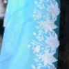 Sky blue parsi embroidery cut work border Organza silk saree
