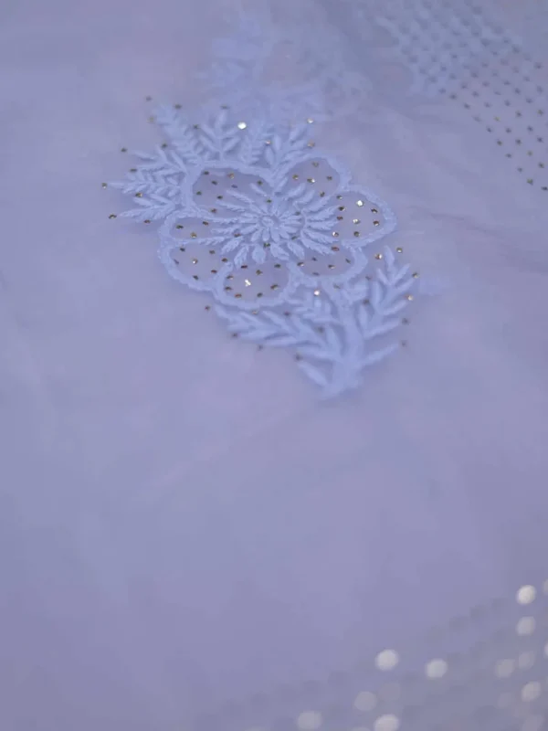 Sky blue hand embroidery with mukaish work pure Organza saree