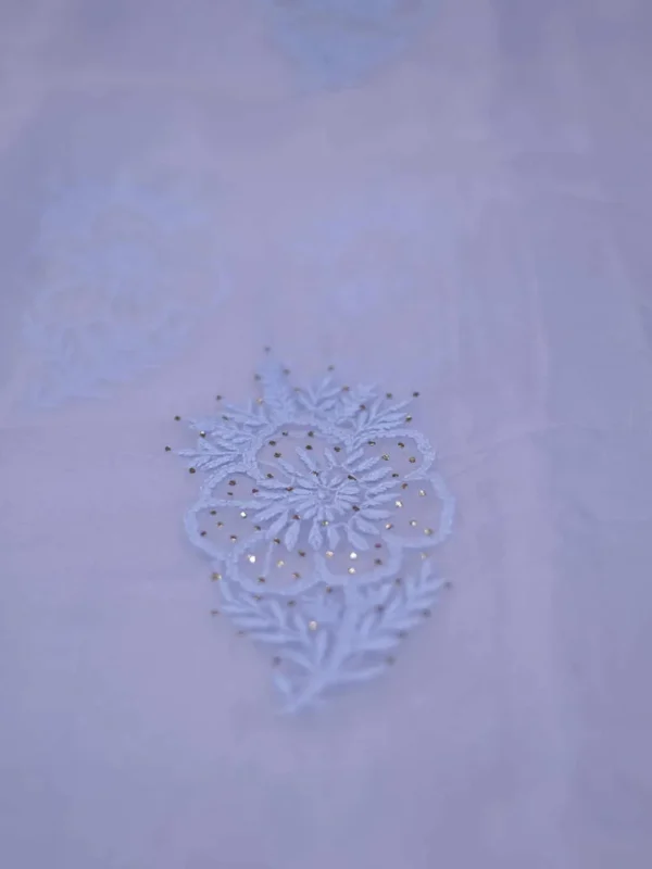 Sky blue hand embroidery with mukaish work pure Organza saree