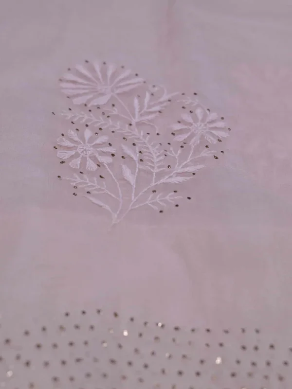 Peach hand embroidery with mukaish work pure Organza saree