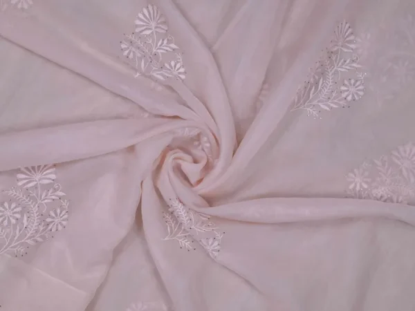 Peach hand embroidery with mukaish work pure Organza saree