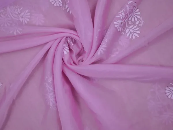 light Pink hand embroidery with mukaish work pure Organza saree