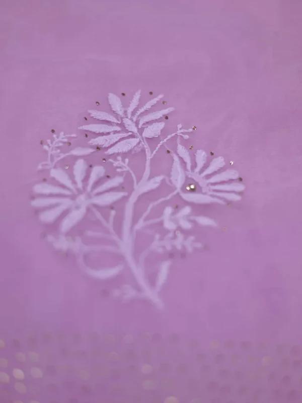 light Pink hand embroidery with mukaish work pure Organza saree