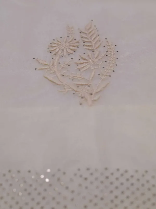 Cream hand embroidery with mukaish work pure Organza saree