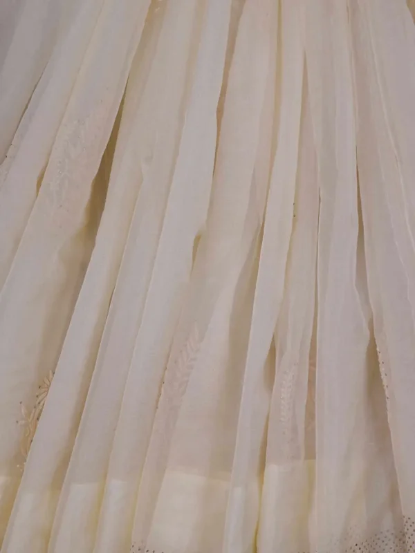 Cream hand embroidery with mukaish work pure Organza saree