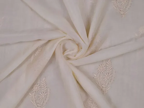 Cream hand embroidery with mukaish work pure Organza saree