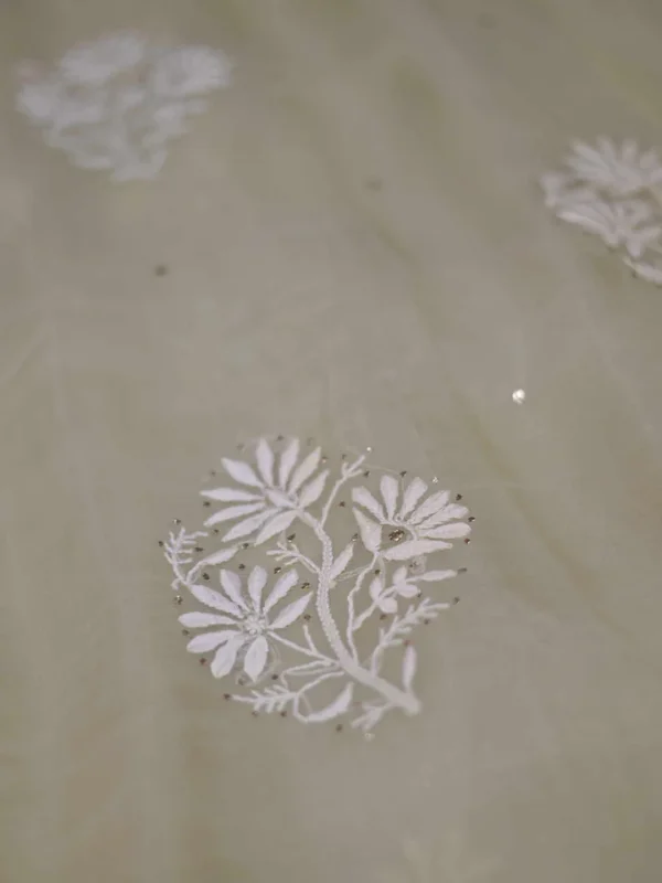 light pesta hand embroidery with mukaish work pure Organza saree