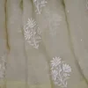 light pesta hand embroidery with mukaish work pure Organza saree