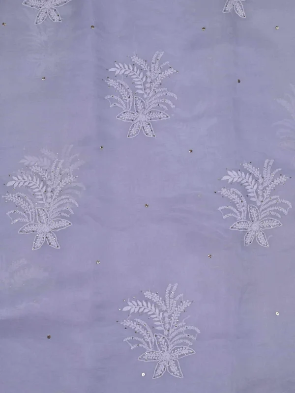 Sky Blue hand embroidery with mukaish work pure Organza saree
