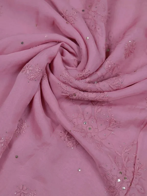 Soft Berry hand embroidery with mukaish work pure Organza saree