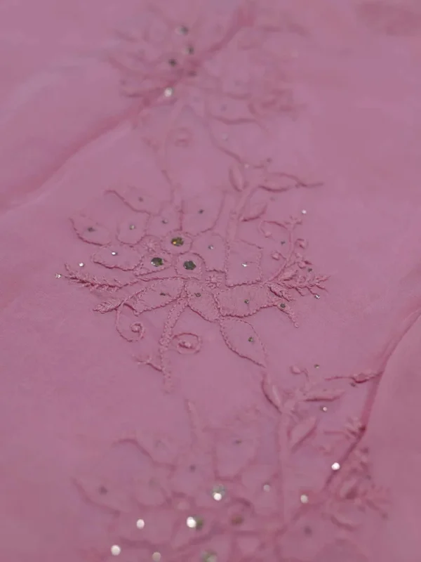 Soft Berry hand embroidery with mukaish work pure Organza saree