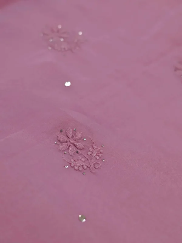Soft Berry hand embroidery with mukaish work pure Organza saree
