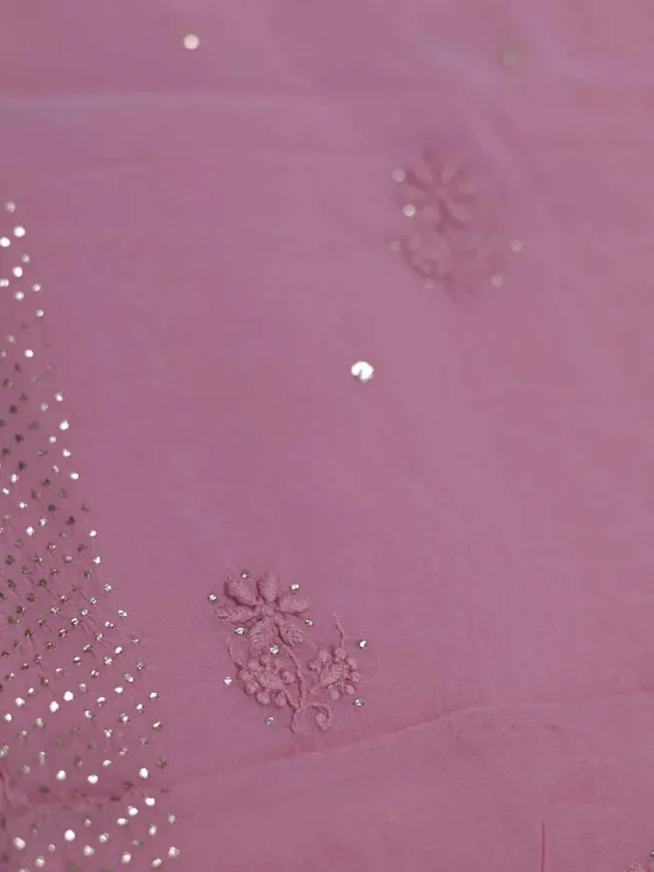 Soft Berry hand embroidery with mukaish work pure Organza saree