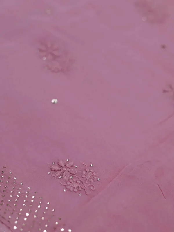 Soft Berry hand embroidery with mukaish work pure Organza saree