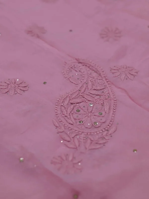 Soft Berry hand embroidery with mukaish work pure Organza saree